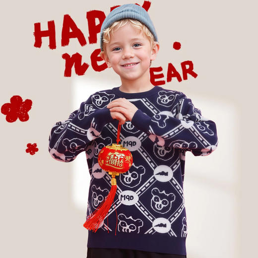 【MQD】童装男女大童拜年服冬季新款儿童圣诞新年喜庆半高领毛衣 商品图6