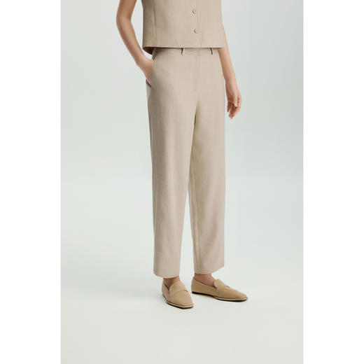 商场同款PURE TOUCH女装26春夏新款高腰西装裤通勤亚麻羊毛直筒裤 商品图7