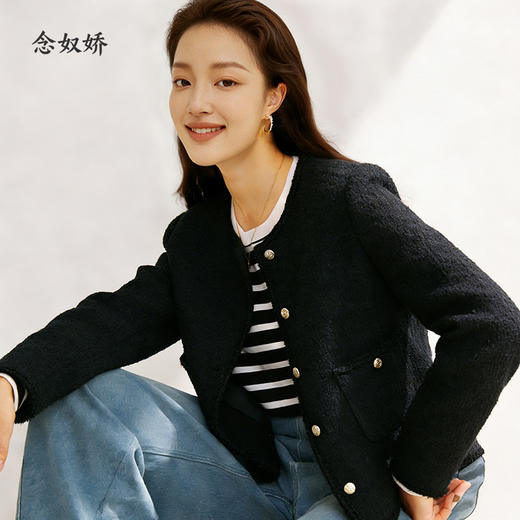 【商场同款】CNJ4985 “经典香风、黑色高知外套” 延续畅销版型 别致花边装饰 典雅气质小香风外套 商品图3