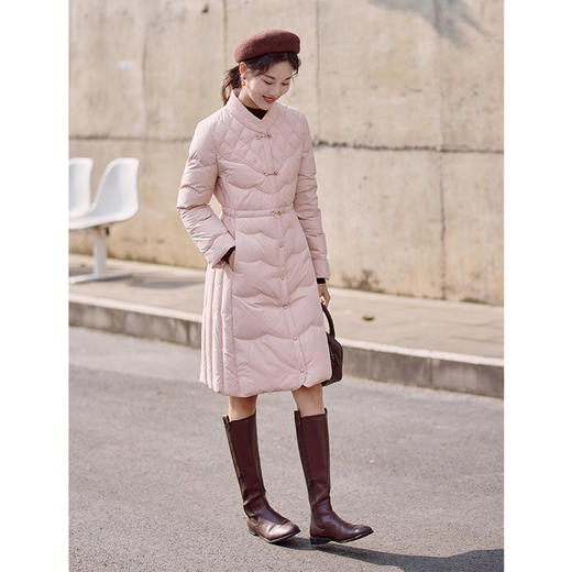 红念粉色羽绒服女中长款设计感冬季2025年新款气质白鸭绒冬装外套 商品图2