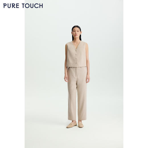 商场同款PURE TOUCH女装26春夏新款v领廓形马甲亚麻羊毛西装马夹 商品图1