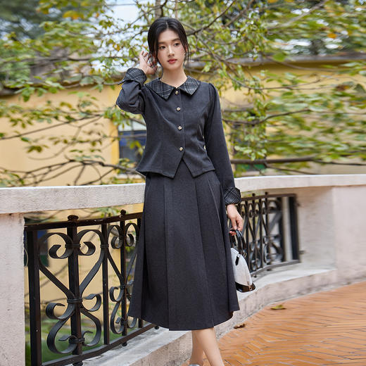 奢姿大码女装2025冬季胖妹妹时尚格纹翻领外套胖妹妹气质通勤上衣9954294414A 商品图4