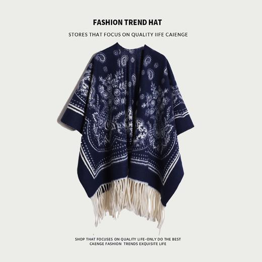 【西北风百分百羊毛披肩斗篷】抗起球加厚开叉披肩女秋冬季超大斗篷塞里木湖保暖空调披风 商品图1