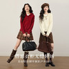【12/31新品】熙世界牛角扣连帽套头毛衣秋冬新年本命年气质复古红色绞花针织衫 商品缩略图2