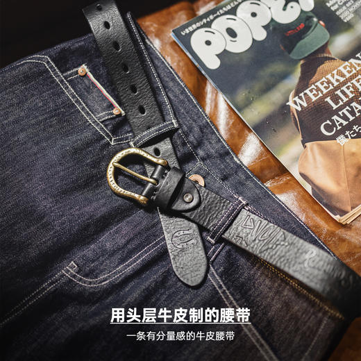 马登工装美式复古黄铜扣头皮带头层牛皮腰带单针真皮裤腰带男款 商品图1
