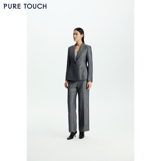 商场同款PURE TOUCH女装26春夏新款高腰西装裤羊毛亚麻混纺直筒裤 商品图3