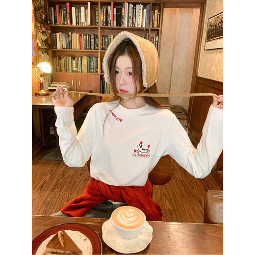 <曾小咸推荐>2.11现货秒杀 ！微信超特价！韩系刺绣加绒长袖t恤 日常139.99 立减70 秒杀69.99！！ 商品图2