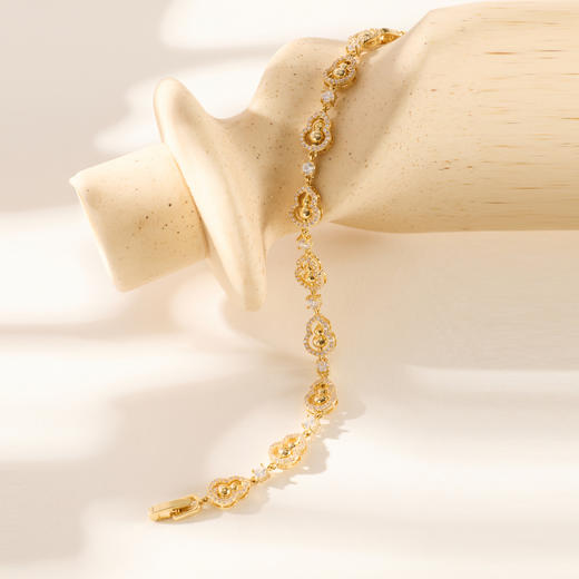 三彩2026新款镀金镶锆石葫芦手链轻奢国风福禄吉祥节日优雅贵气 商品图3