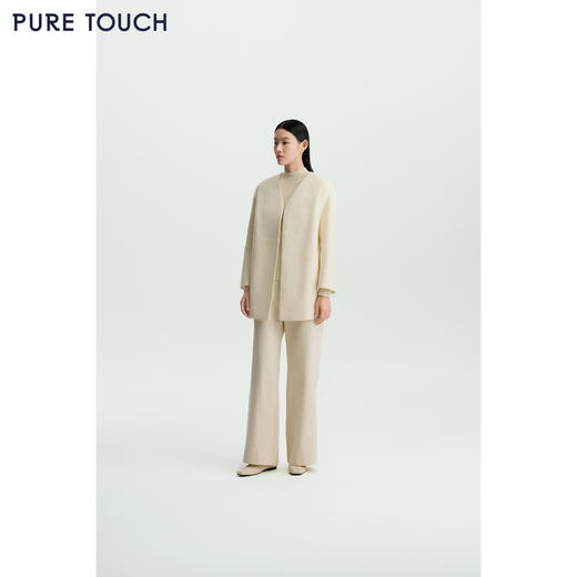 商场同款PURE TOUCH女装26春夏新款v领短外套中长款直筒羊毛外套 商品图1