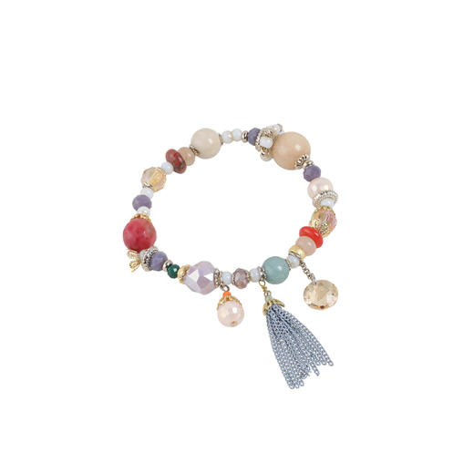 三彩2026新款多宝手工串珠流苏吊坠手链手串小众国风松弛设计感 商品图2