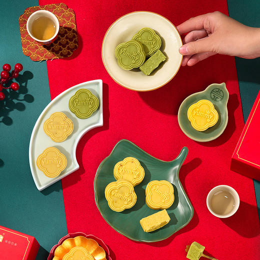 【雅觅】吉星糕照·国风豆糕礼盒450g（原味海藻糖绿豆糕、绿茶国风绿豆糕、桂花飘香绿豆糕） 商品图3