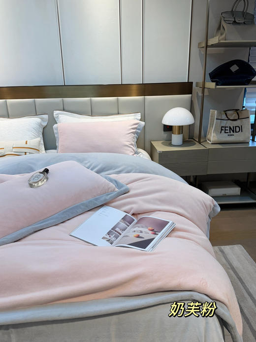 一套近10斤！超厚实280g A类母婴级牛奶绒四件套秋冬床品 糯叽叽手感速暖进口导电丝不静电配礼袋乔迁新居礼品 商品图3