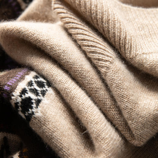 100%Baby小山羊绒~圆领费尔岛提花加厚羊绒衫女BABY250494 商品图4