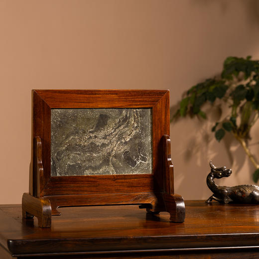 清	黄花梨镶绿石案屏 商品图0