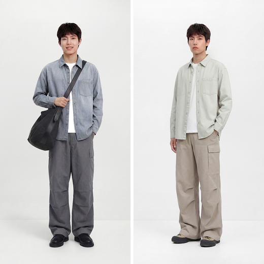 商场同款|森马长袖衬衫男春季纯棉斜纹外套2026新款宽松翻领上衣 商品图4