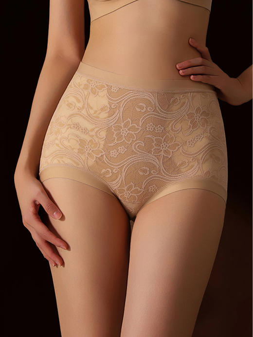 【暖、塑、美  中高腰内裤】生姜暖绒法式蕾丝内裤 10A 蚕丝抑菌底裆守护健康 商品图8