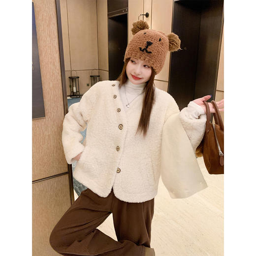 <曾小咸推荐>现货秒杀 ！微信超特价！韩系短款羊羔毛外套（带围巾）日常329.99 立减160 秒杀169.99！！ 商品图2