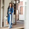 【林栖设计小店】【林栖推荐】（现货）2026早春天丝亚麻印花蓝白渐变落英缤纷阔腿裤N1961201 商品缩略图2