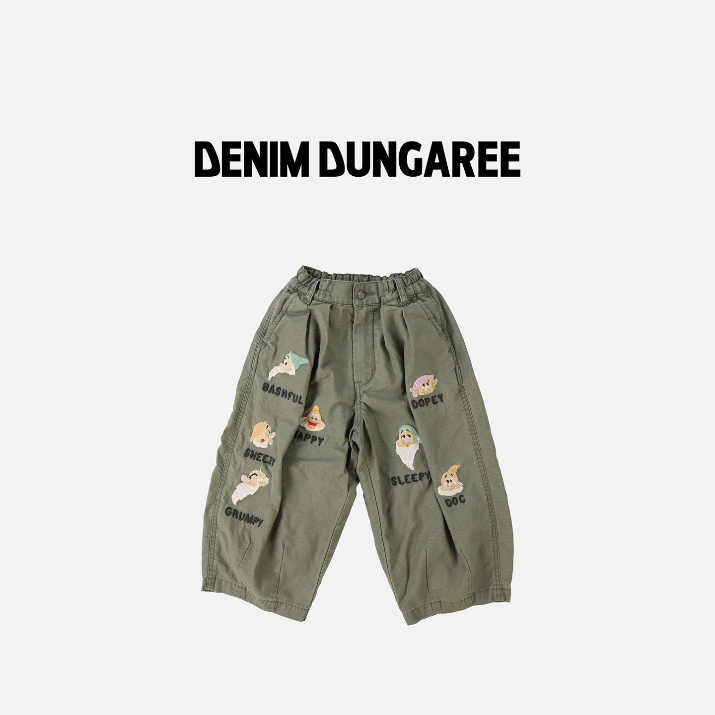 日本DD童装 DENIM DUNGAREE 复古迪士尼联名七个小矮人刺绣长裤