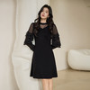 奢姿大码女装2025冬季胖妹妹时尚黑纱层叠袖设计气质圆领连衣裙9954870682 商品缩略图4