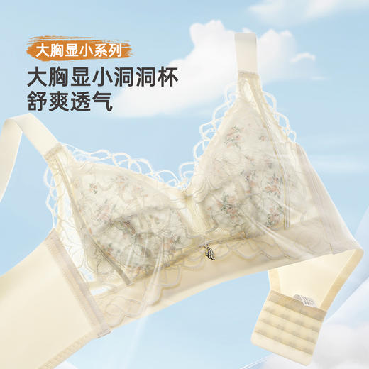 雅黛俪大胸显小显瘦性感蕾丝内衣透气洞洞杯轻薄款女士文胸罩 商品图2