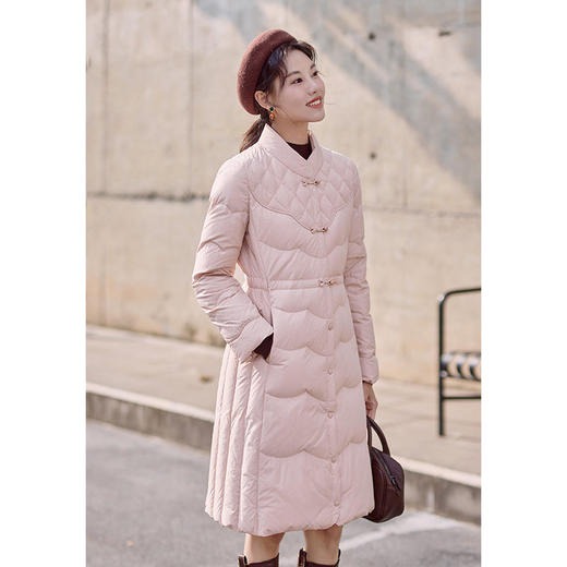 红念粉色羽绒服女中长款设计感冬季2025年新款气质白鸭绒冬装外套 商品图3