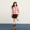 【12/31新品】【12/31新品】熙世界含羊毛撞色提花厚毛衣外套女2025秋冬新款圆领粉色针织开衫 商品缩略图2