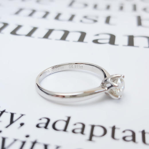 宝庆PT950白金时尚经典六爪款0.511克拉钻石戒指14号（戒圈可改） 291225NJM20 商品图8