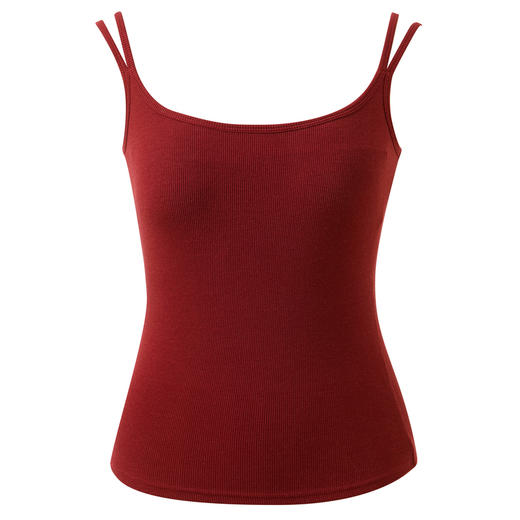 三彩2026春季新款坑条背心自带胸垫吊带修身短款打底内搭M 商品图4