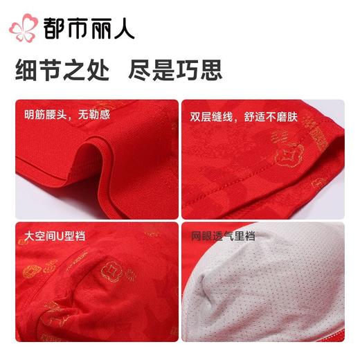 都市丽人内裤红品男士内裤40S人棉内裤人棉平角内裤明筋内裤潮流时尚内裤FKCC0101 商品图3