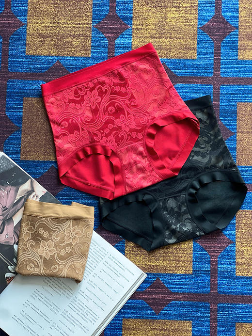 【暖、塑、美  中高腰内裤】生姜暖绒法式蕾丝内裤 10A 蚕丝抑菌底裆守护健康 商品图13
