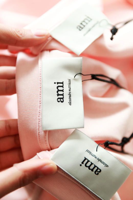 pink字母tee，法式复古设计。正肩宽松全棉粉色情侣款t恤C123158 商品图1