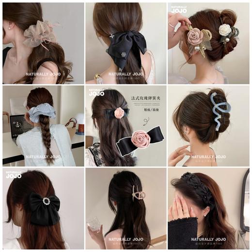 JOJO法式优雅气质精致轻奢蝴蝶结发圈发抓百搭水钻发卡发箍发饰 商品图0
