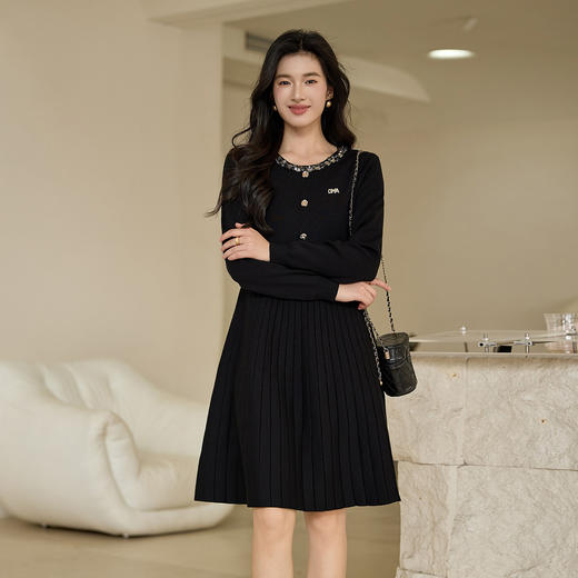 奢姿大码女装2026春季减龄亮片假两件连衣裙胖妹妹时尚针织裙子9854853846 商品图4