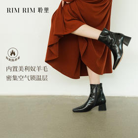 【一家店专属】【品牌直发】RIM RIM新款马皮鞋皮毛一体羊毛小高跟皮鞋头层牛油牛皮2398-2