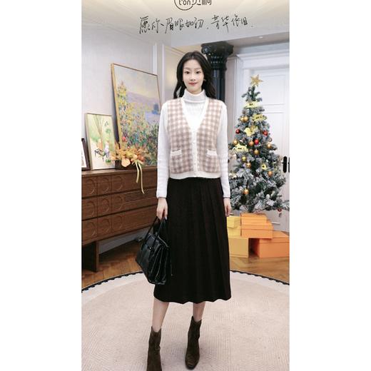 火桐hooton 织愈 格纹山羊绒拉绒V领马甲背心83340 商品图6
