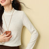 【12/31新品】熙世界云朵白色坑条针织打底衫女2025秋冬新款半高领内搭长袖毛衣 商品缩略图4