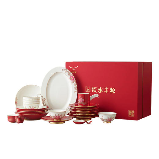 八马茶业茶具 | 新年礼-抱春红32头餐具(6人位) 商品图6