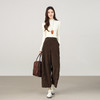 【12/31新品】熙世界棕咖色九分梧桐裤女宽松阔腿裤冬季加厚小个子坑条直筒裤子 商品缩略图4
