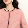 【12/31新品】【12/31新品】熙世界含羊毛撞色提花厚毛衣外套女2025秋冬新款圆领粉色针织开衫 商品缩略图4