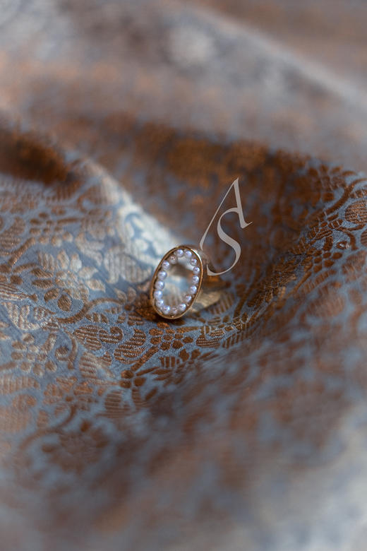 Beatriz Palacios 银镀金珍珠椭圆徽章戒 商品图1