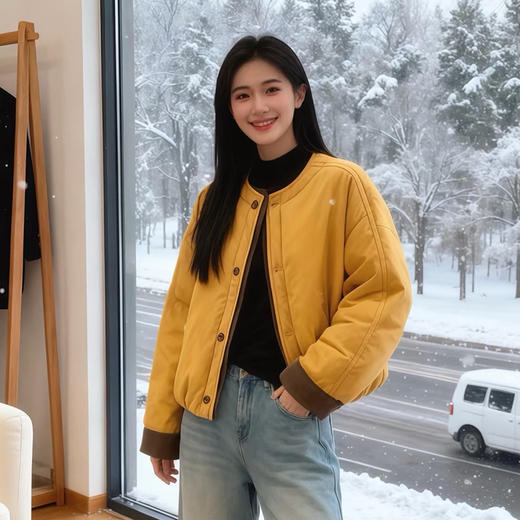 COICI圆领拼接短款棉服 | 自带叠穿效果，穿上就是时髦！藏肉显高、更轻更暖！【3-5天发货】 商品图0