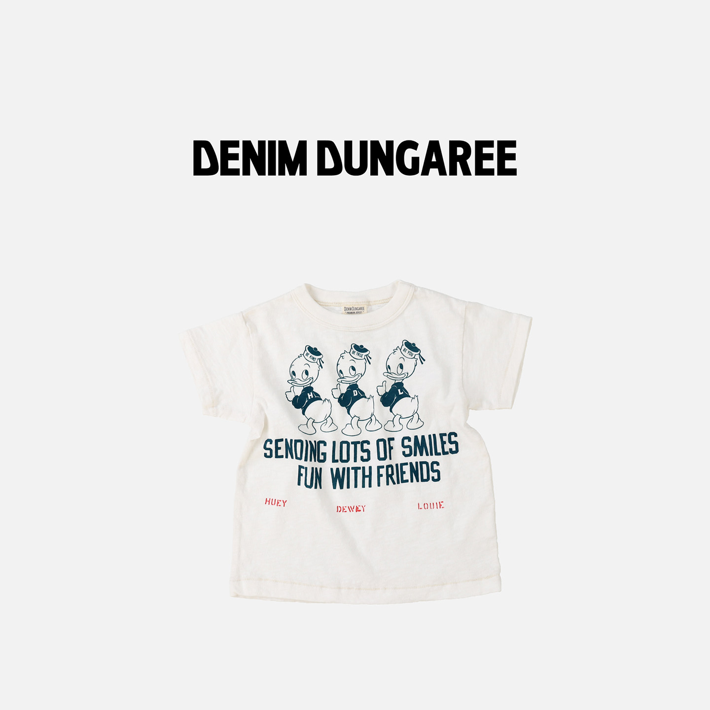 日本DD童装 DENIM DUNGAREE 迪士尼联名三只小鸭棉质针织短袖T恤