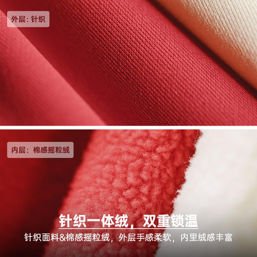 马登工装美式马年限定红色卫衣加绒印花保暖圆领加厚套头外套男春 商品图2