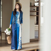 【林栖设计小店】【林栖推荐】（现货）2026早春天丝亚麻印花蓝白渐变落英缤纷阔腿裤N1961201 商品缩略图4