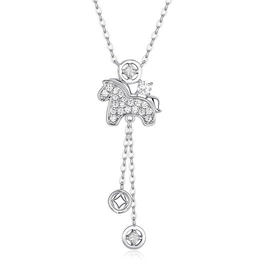 【新年限定】 卡蒂罗KADER  马上有钱项链/幸运钱币小马项链 925银/足银999生肖本命年闪耀吸睛吊坠马上来财转运锁骨链 百搭通勤时尚设计 商品图1