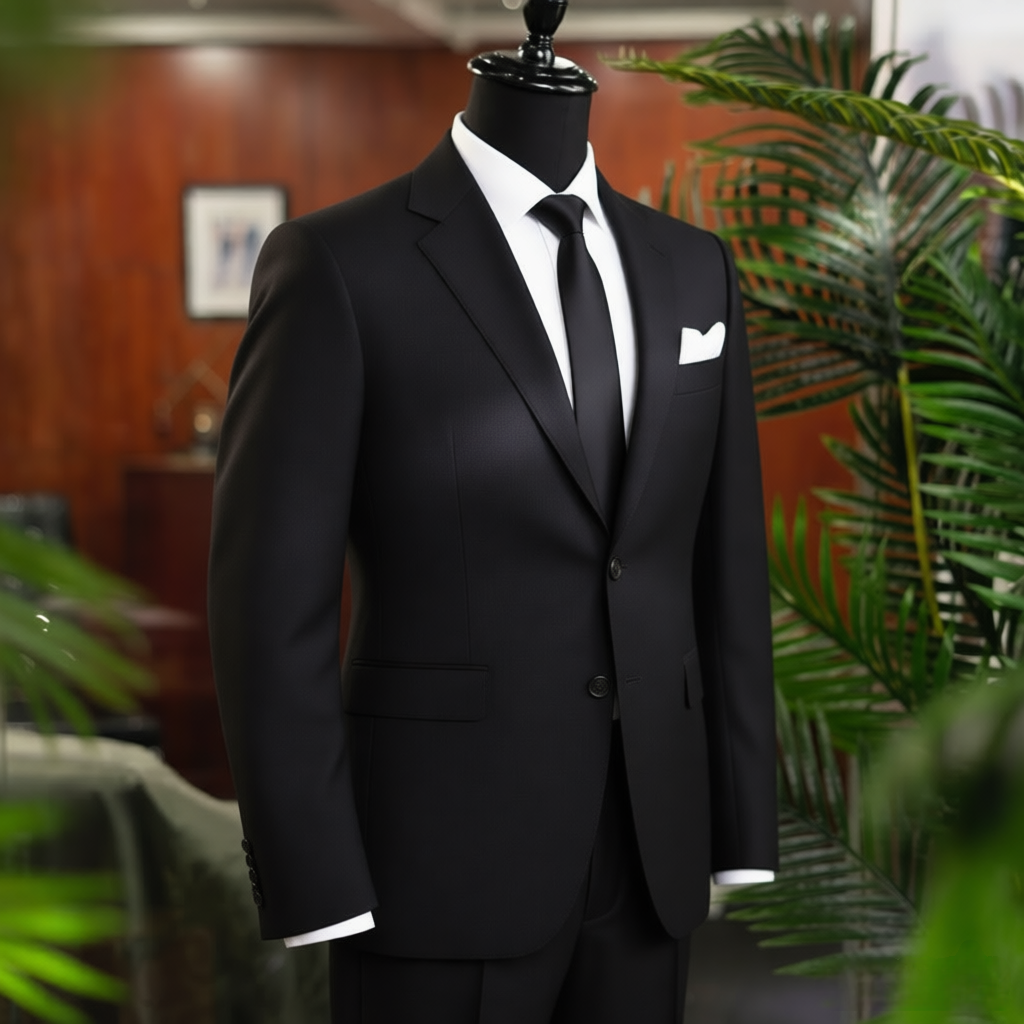 男士100%羊毛半麻衬工艺单排两粒扣西服西装套装