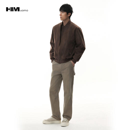 HIM漢崇【商场同款】洗水磨砂哑光棒球领夹克男立体珠线绣花外套 商品图0