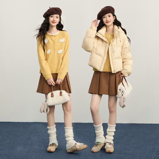 【12/31新品】熙世界甜美风减龄黄色毛衣开衫女2025秋冬长袖软糯小绵羊毛针织衫 商品图2