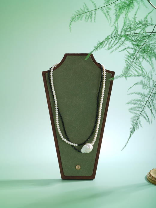 子佩集【墨幻潮汐】银S925珍珠惜王妃项链【SPN1650001】2.2mm黑珠3.5mm珍珠惜王妃14*18mm巴洛克2601 商品图2